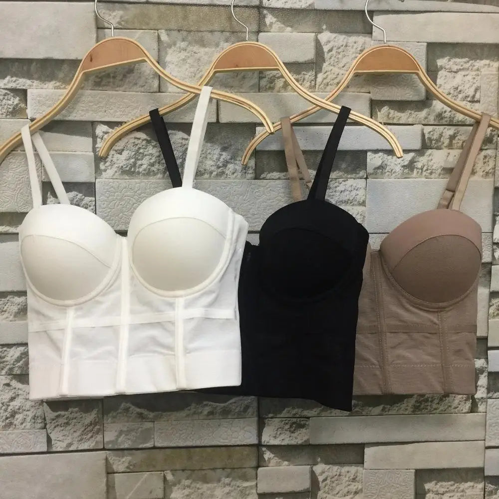 Transparentný čierny push-up bustier top – sexi korzetový štýl