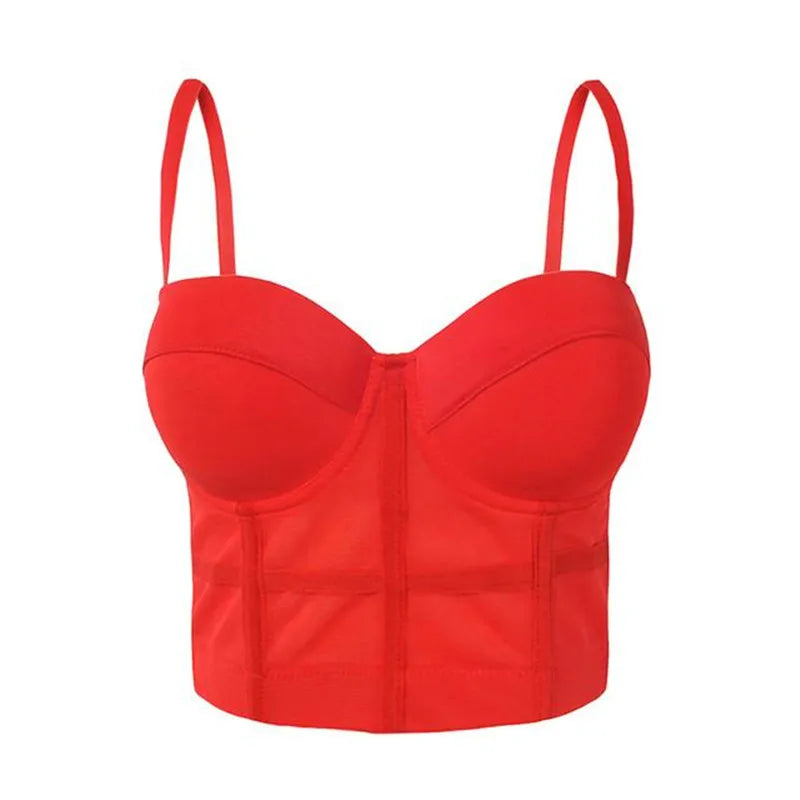 Transparentný čierny push-up bustier top – sexi korzetový štýl