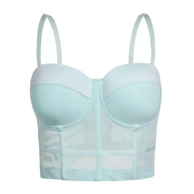 Transparentný čierny push-up bustier top – sexi korzetový štýl