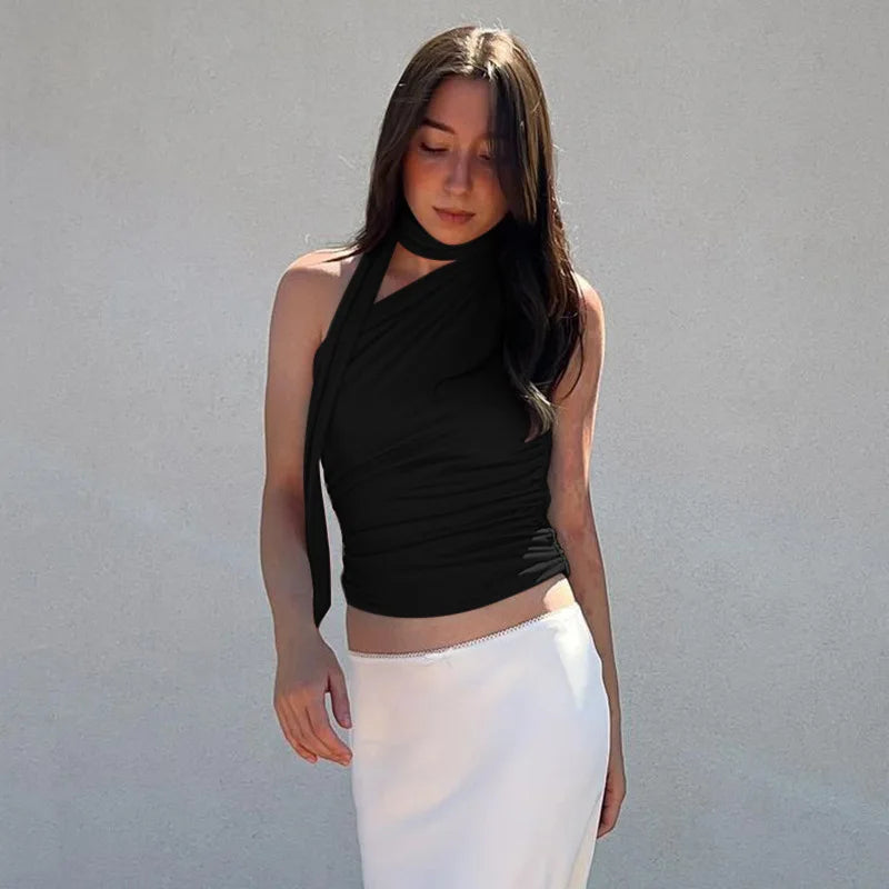 Sexi top bez chrbta a ramien – letný Y2K crop štýl