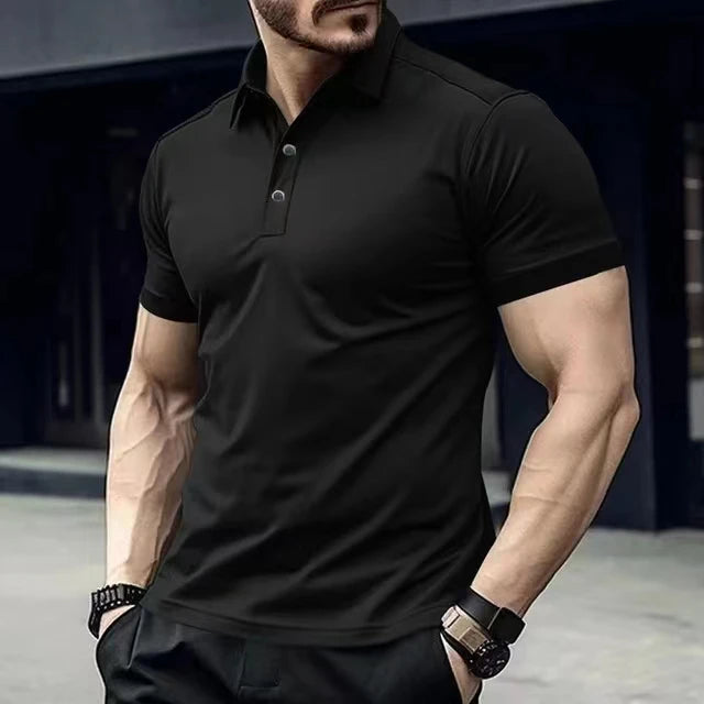 Pánske slim fit polo tričko – elegantný kórejský štýl v jednofarebnom prevedení