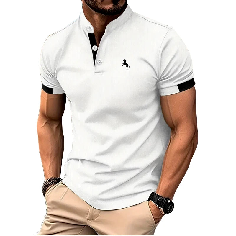 Pánske polo tričko s potlačou loga – slim fit s moderným stojačikom