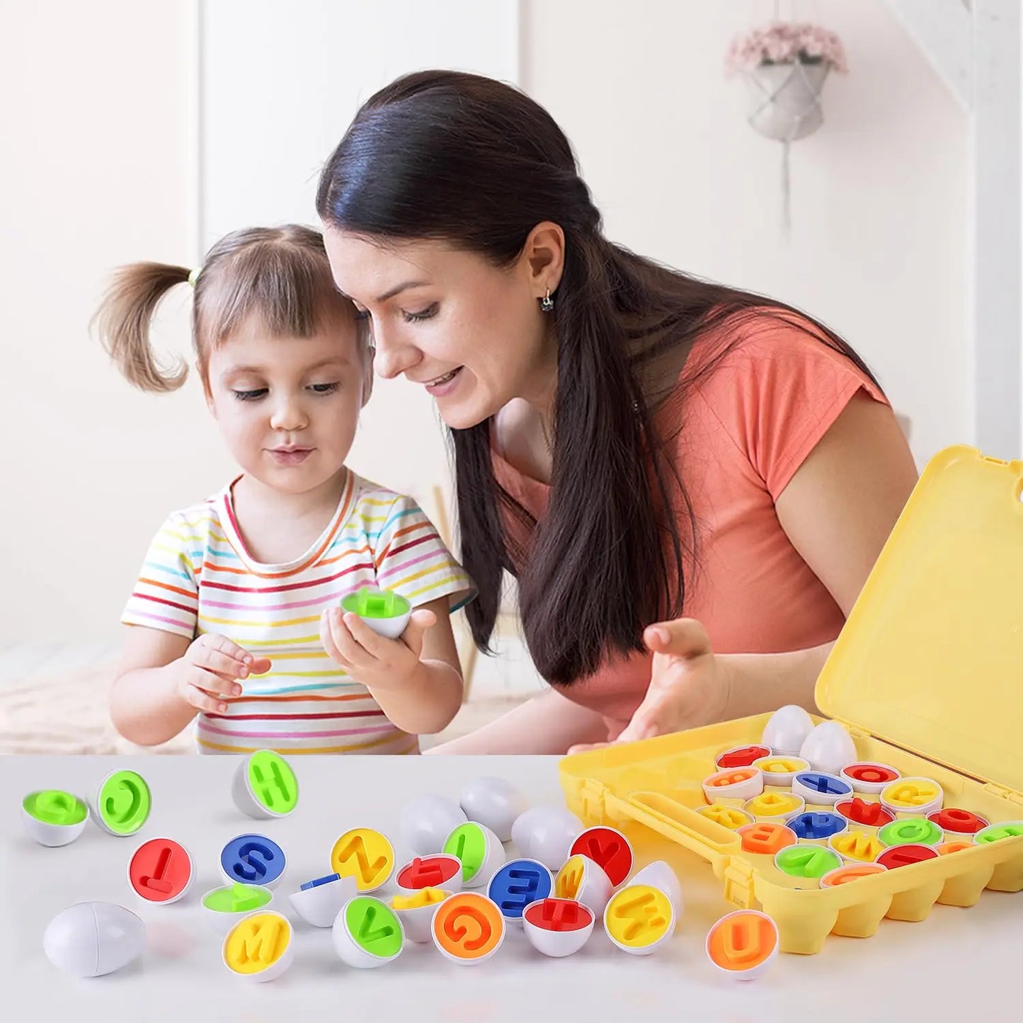 Montessori vkladačka vajíčka – edukačná hračka na farby a tvary pre batoľatá