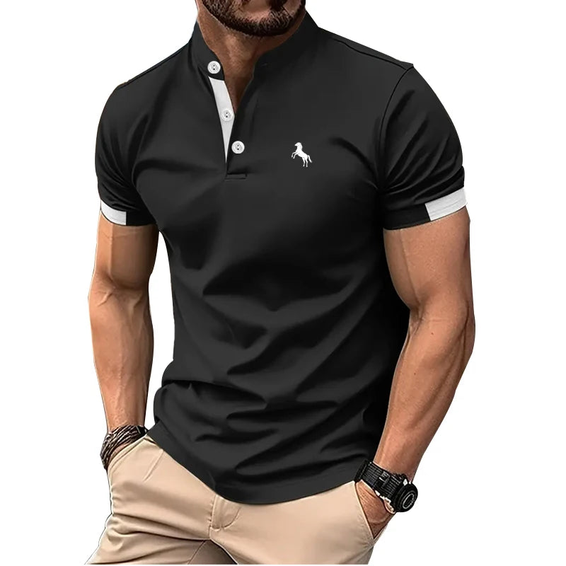 Pánske polo tričko s potlačou loga – slim fit s moderným stojačikom