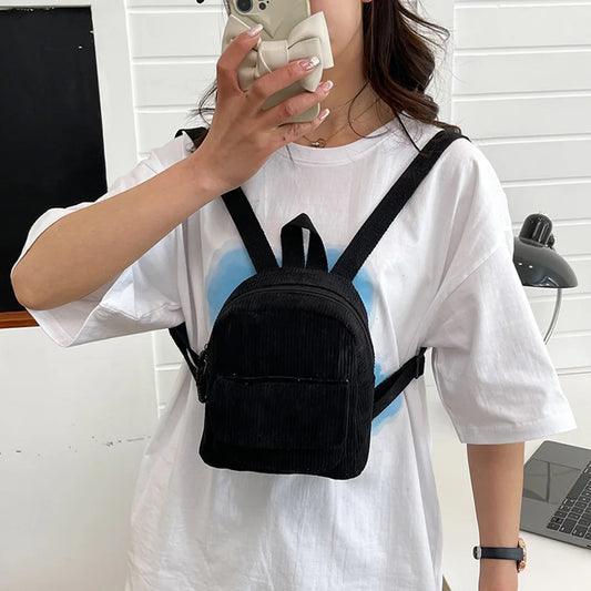 Dámsky mini batoh z kordového materiálu