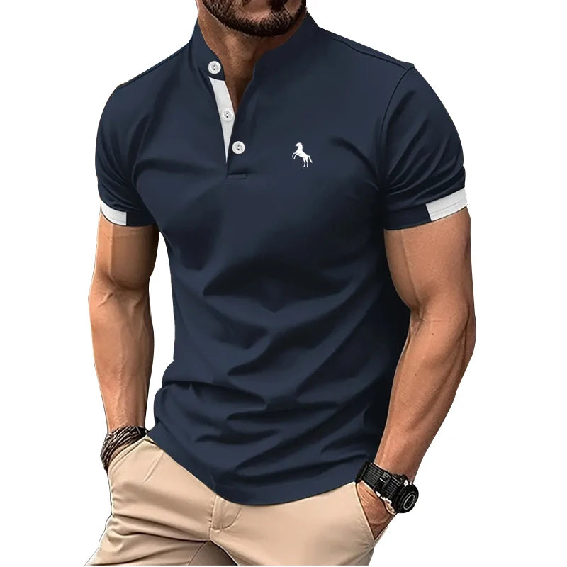 Pánske polo tričko s potlačou loga – slim fit s moderným stojačikom