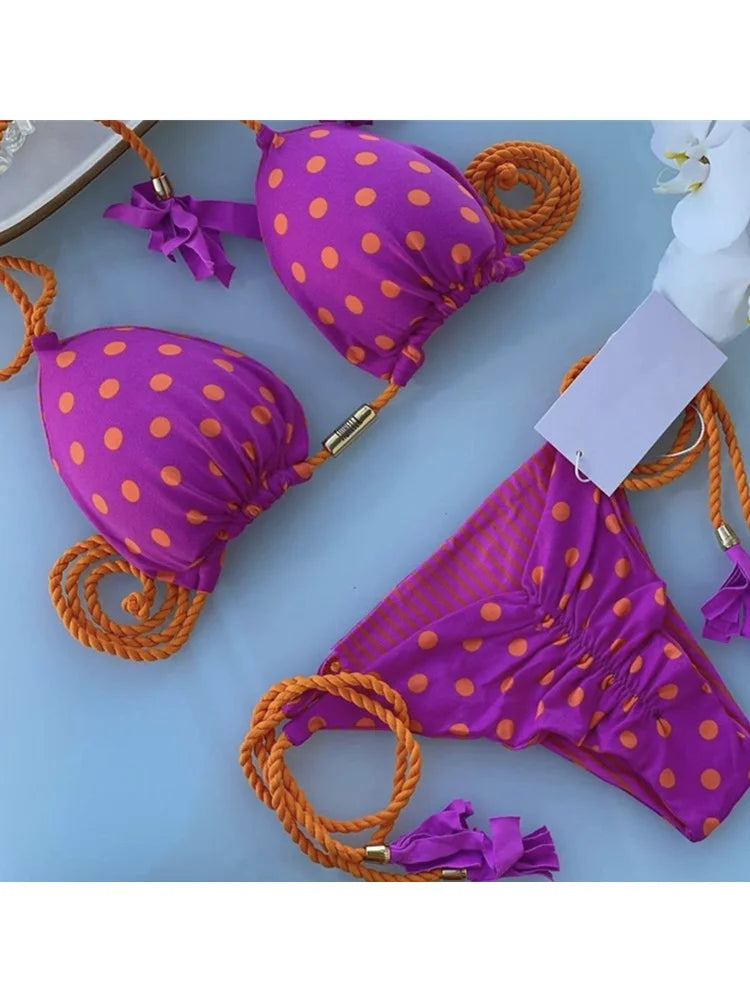 Trojuholníkové bikiny so šnúrkami – farebné