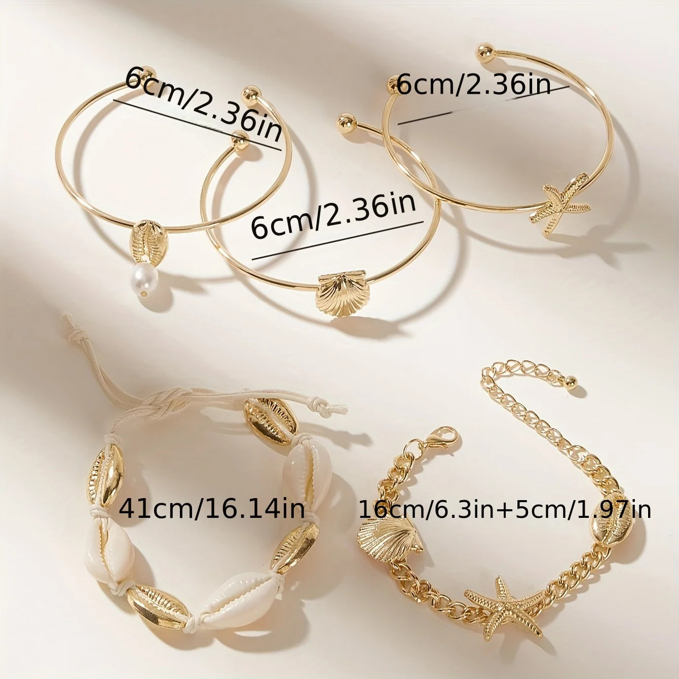 Letný set náramkov s príveskami – hviezdice, mušle a boho šarm