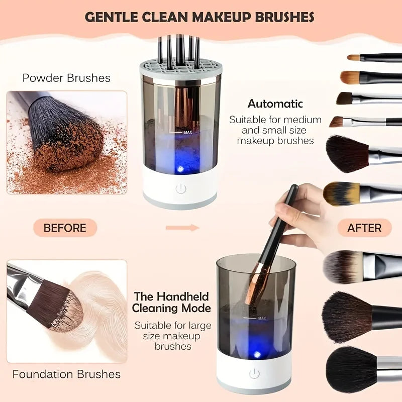 Automatický elektrický čistič štetcov na make-up s USB pripojením