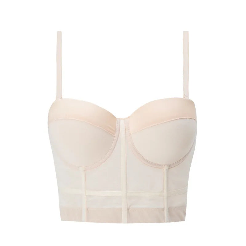 Transparentný čierny push-up bustier top – sexi korzetový štýl