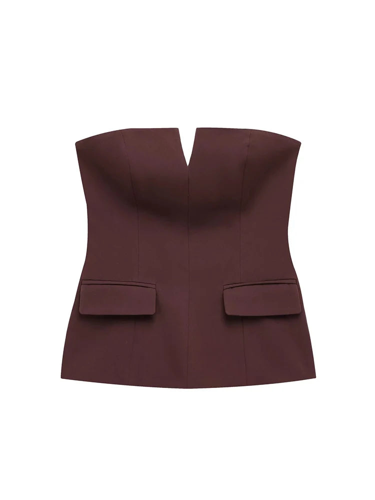 Jednofarebný top bez ramienok – elegantný letný basic