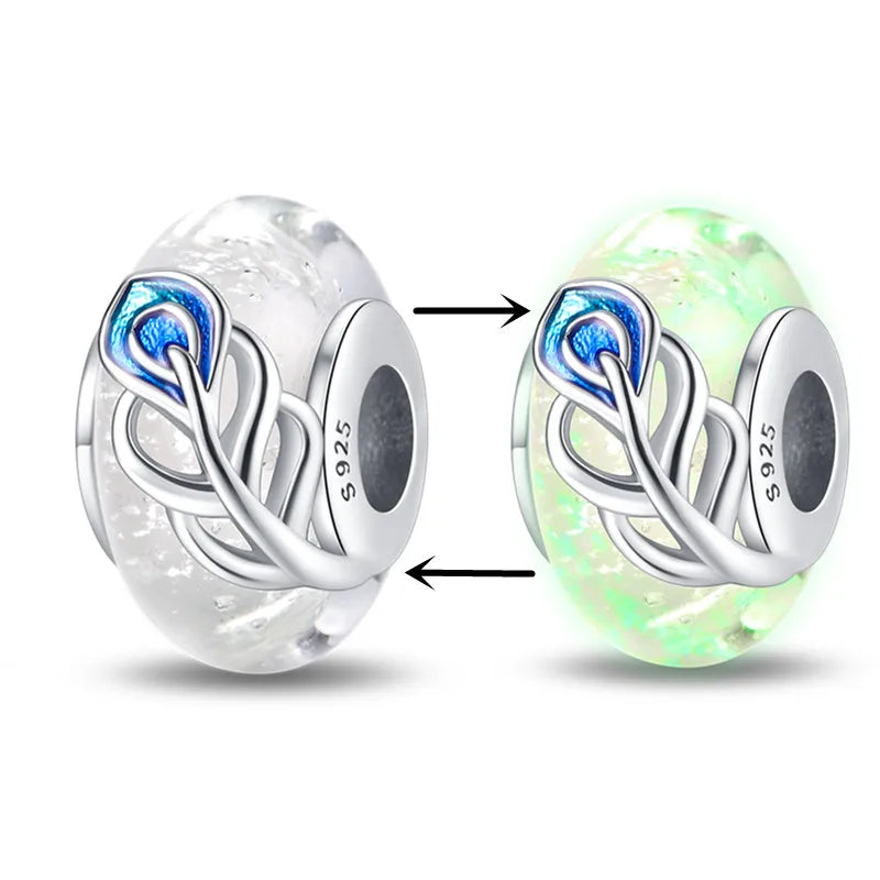 Svietiaci sklenený prívesok S925 – Glow in the Dark charms