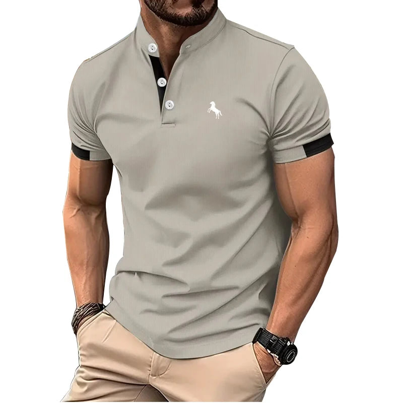 Pánske polo tričko s potlačou loga – slim fit s moderným stojačikom