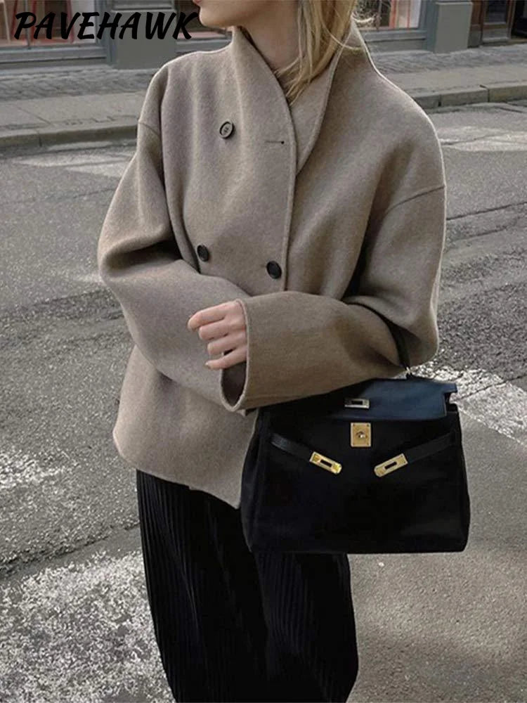 Dámsky elegantný kabát – vintage dvojradový, krátky strih