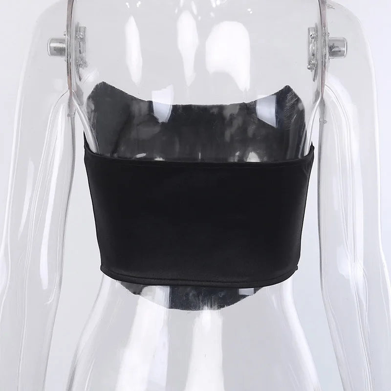 Dámsky korzetový crop top bez ramien – sexi bustier štýl