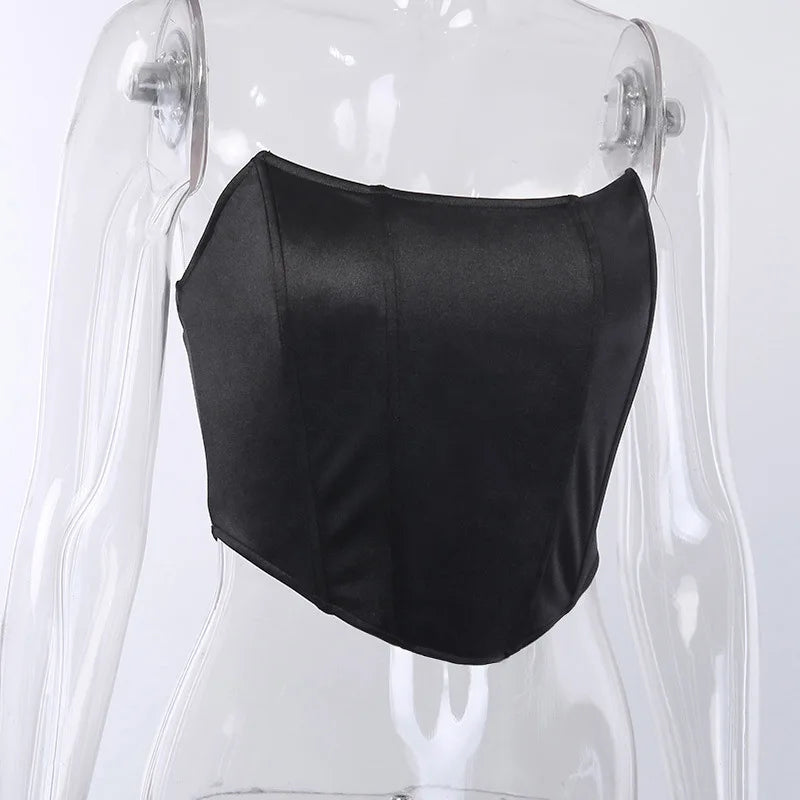 Dámsky korzetový crop top bez ramien – sexi bustier štýl