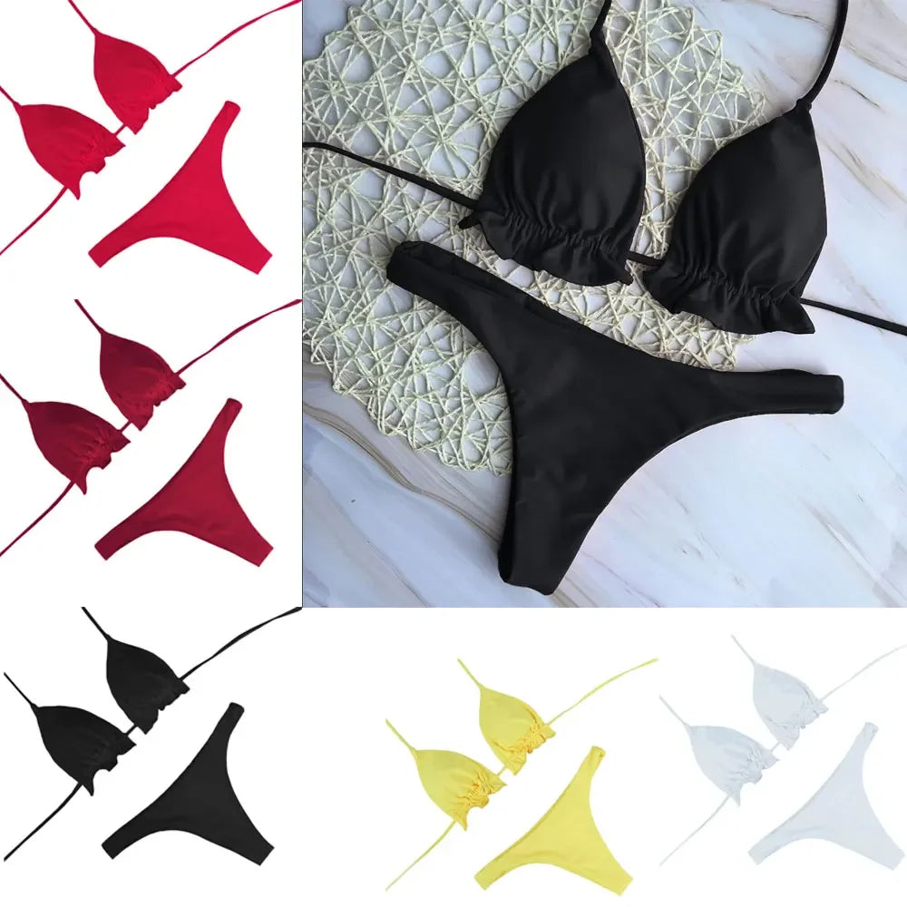 Brazílske bikiny s viazaním – push-up top a tangový spodok