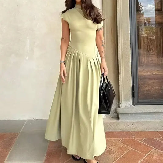 Elegantné dámske dlhé šaty s vysokým pásom