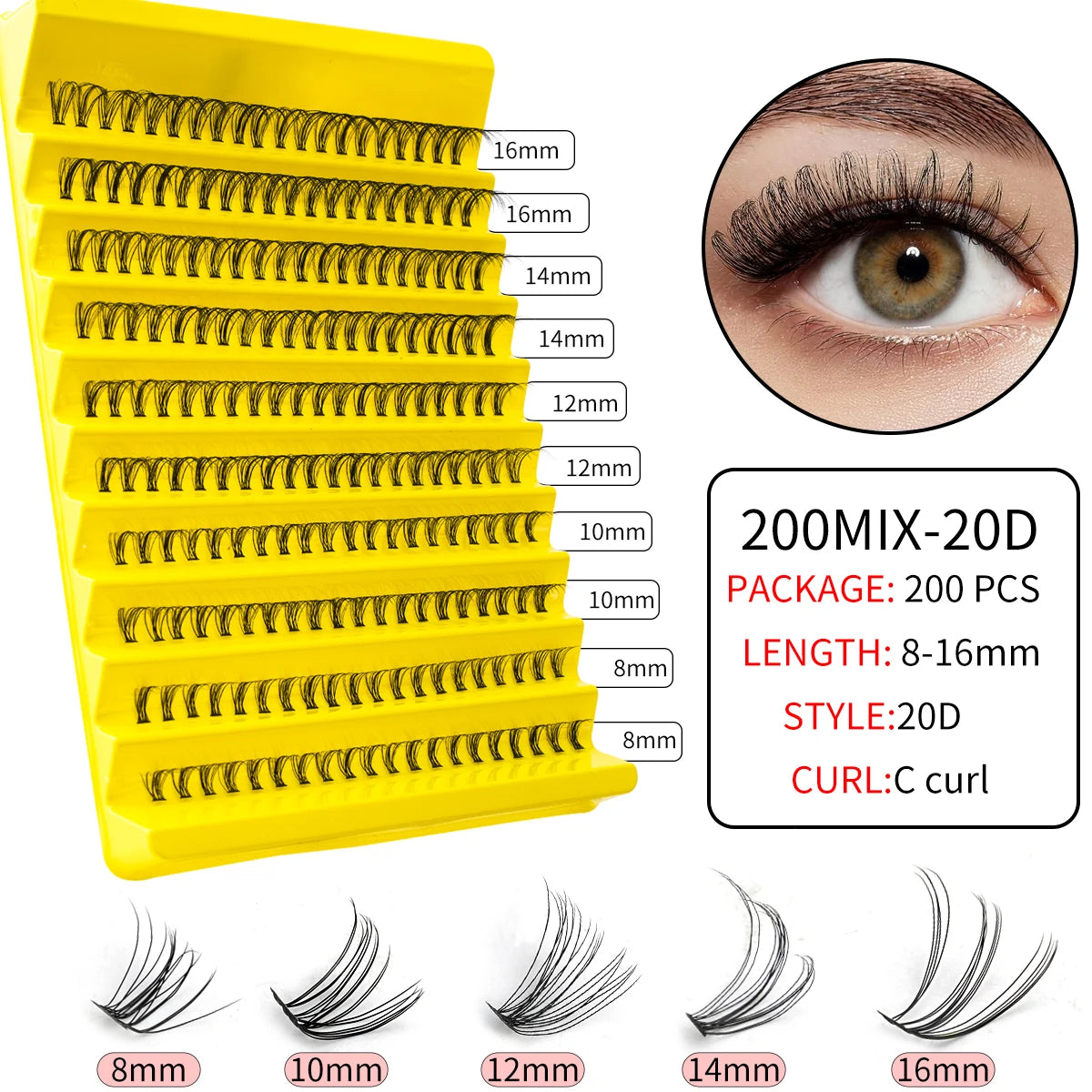 200/300 zväzkovkrá rias, nadýchané objemové minks riasy