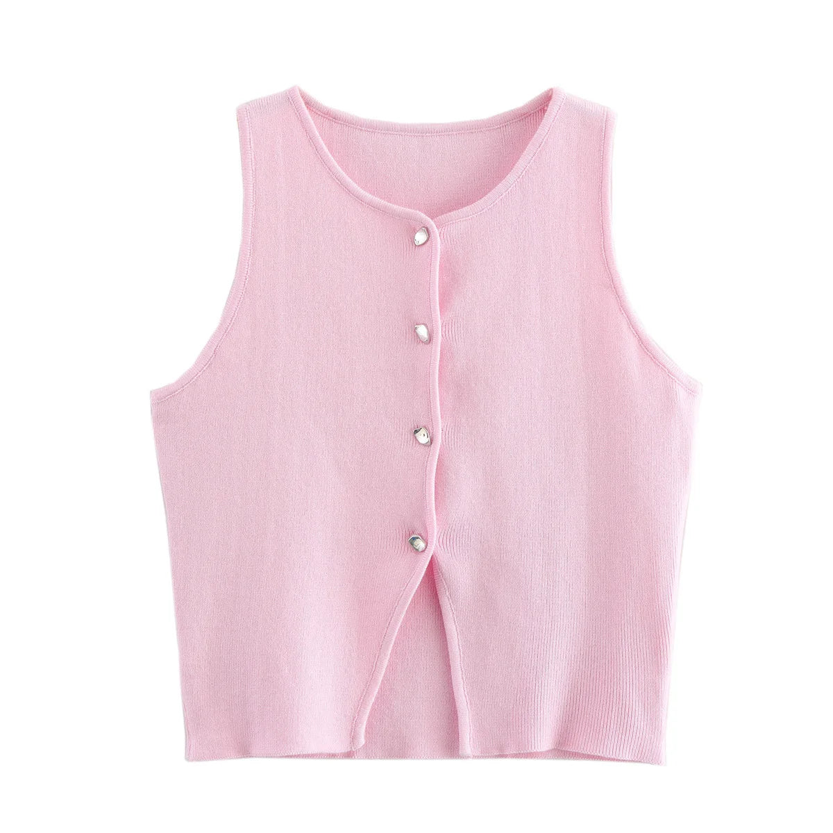 Pletený crop top s gombíkmi – letný basic streetwear