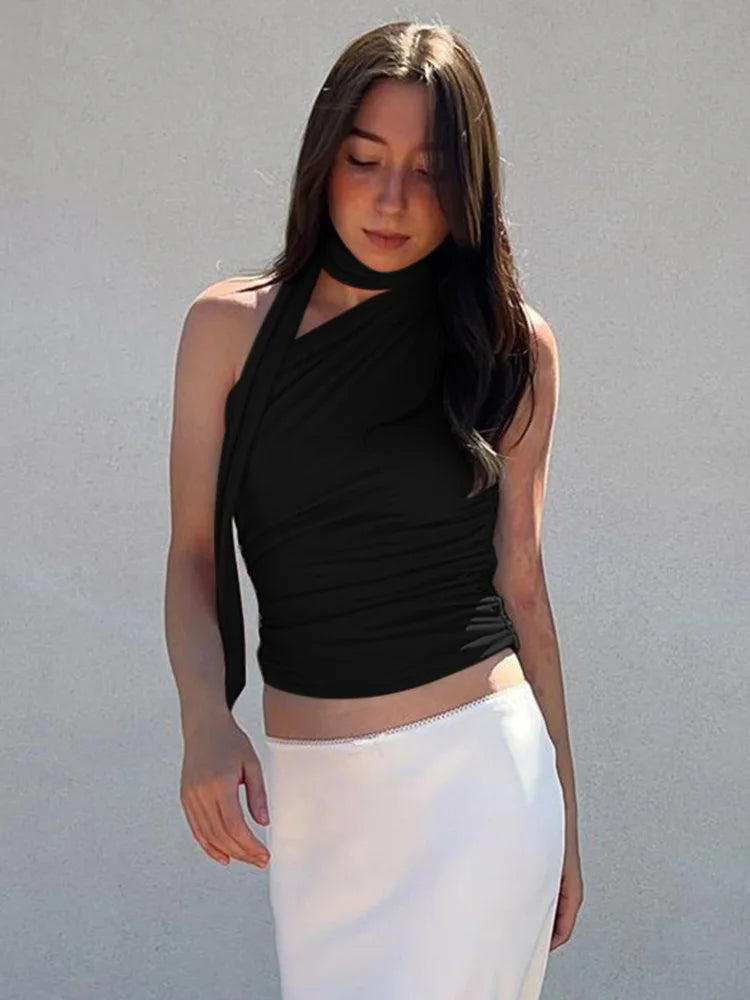 Sexi top bez chrbta a ramien – letný Y2K crop štýl