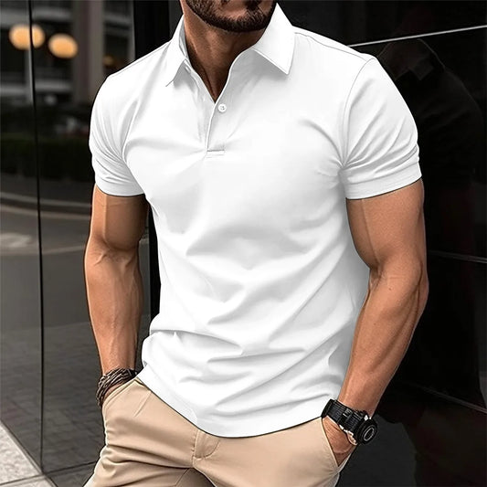 Pánske slim fit polo tričko – elegantný kórejský štýl v jednofarebnom prevedení