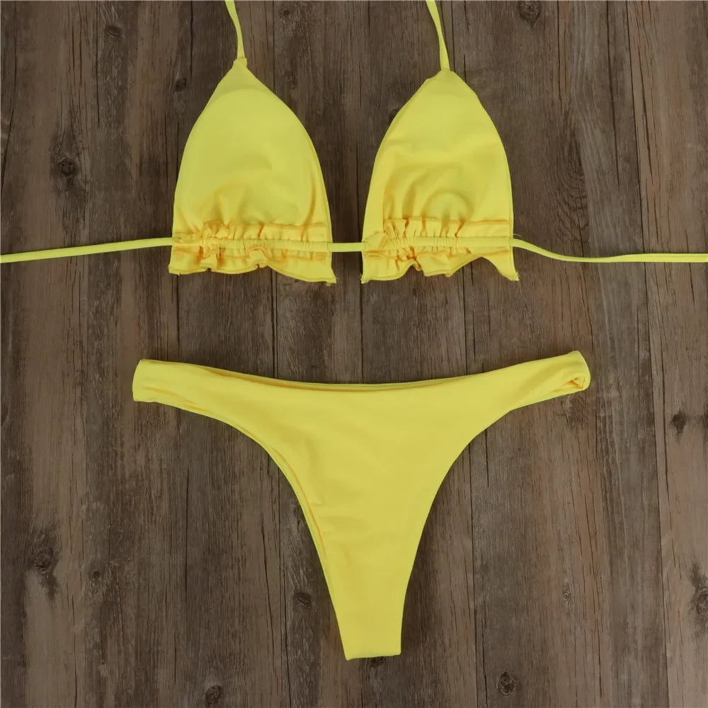 Brazílske bikiny s viazaním – push-up top a tangový spodok