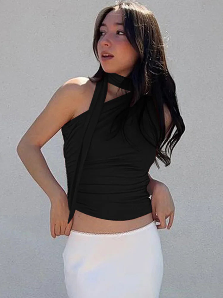 Sexi top bez chrbta a ramien – letný Y2K crop štýl