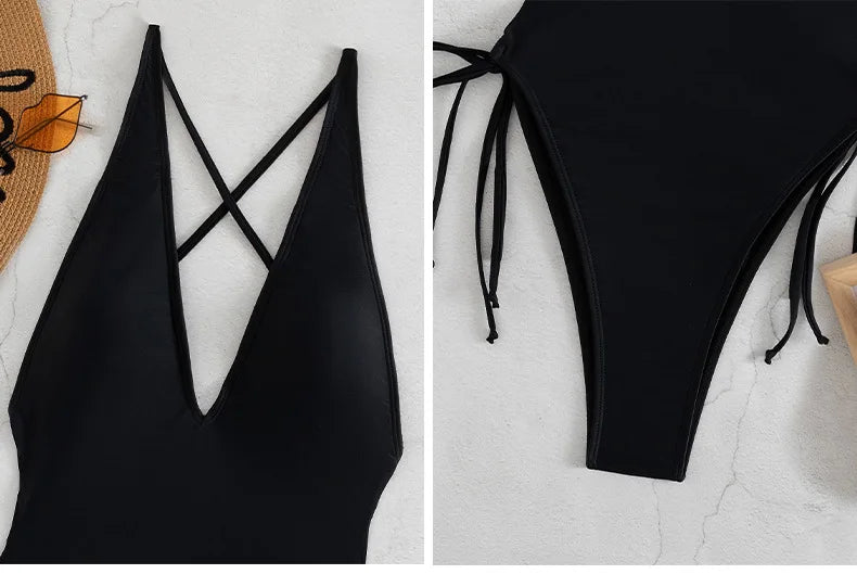 Jednodielne plavky s viazaním a push-up efektom – sexi bodysuit na pláž