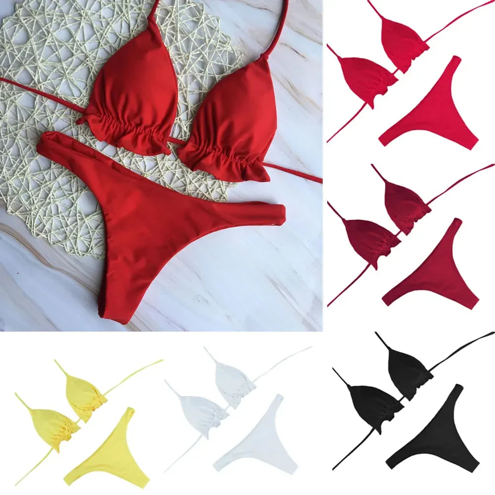 Brazílske bikiny s viazaním – push-up top a tangový spodok