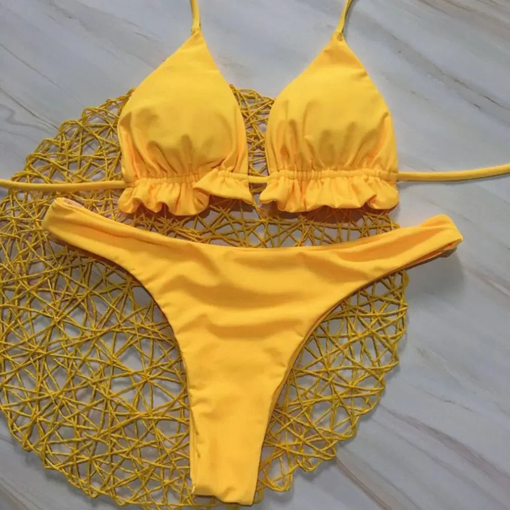 Brazílske bikiny s viazaním – push-up top a tangový spodok