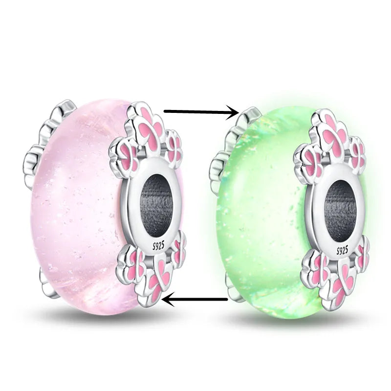 Svietiaci sklenený prívesok S925 – Glow in the Dark charms