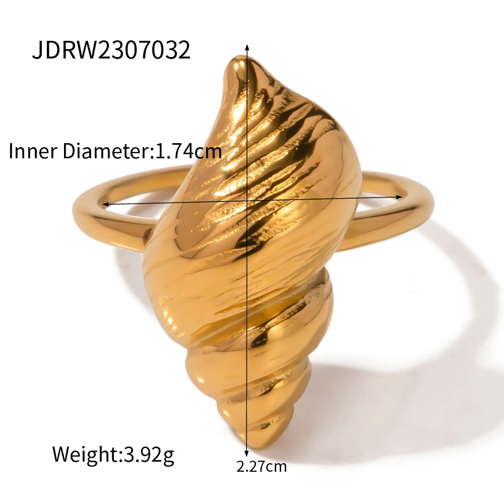 Široký geometrický prsteň z nehrdzavejúcej ocele – minimalistický zlatý štýl