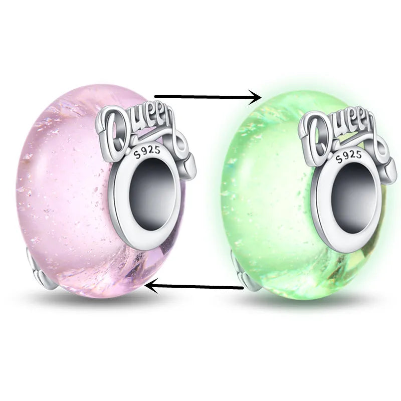Svietiaci sklenený prívesok S925 – Glow in the Dark charms