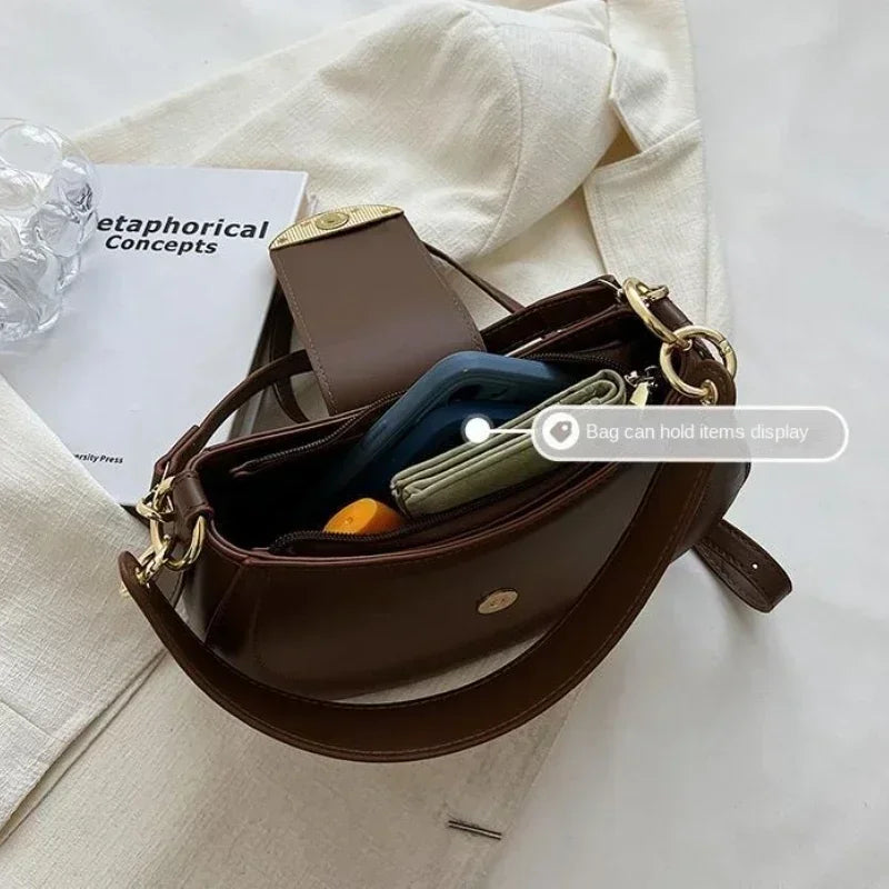 Dizajnová trendová kožená malá crossbody kabelka