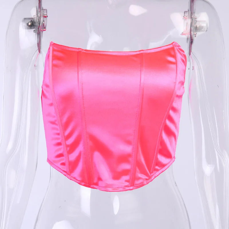 Dámsky korzetový crop top bez ramien – sexi bustier štýl