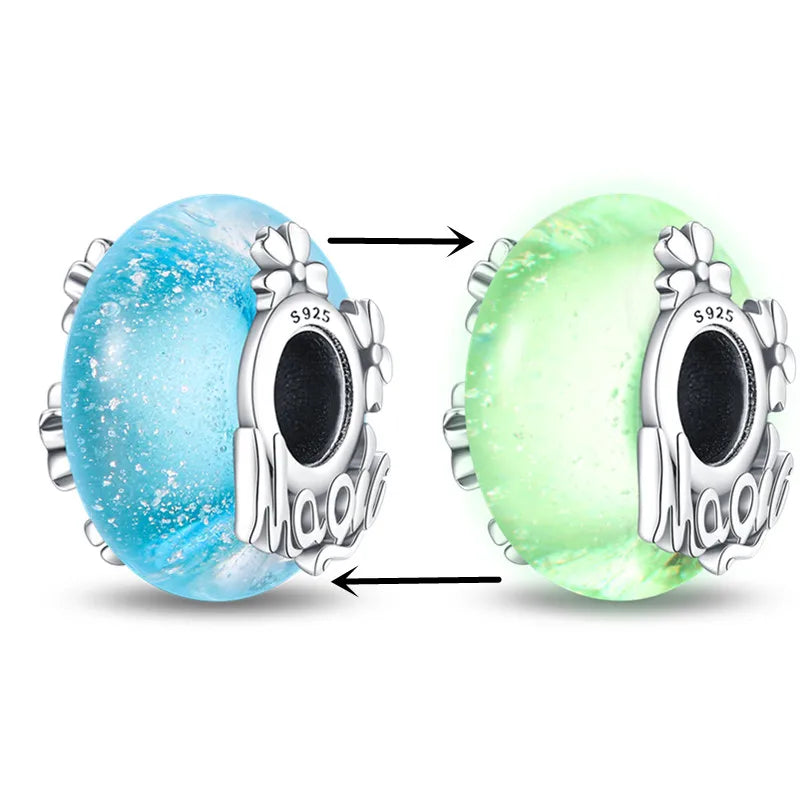 Svietiaci sklenený prívesok S925 – Glow in the Dark charms