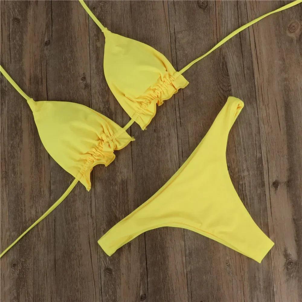 Brazílske bikiny s viazaním – push-up top a tangový spodok