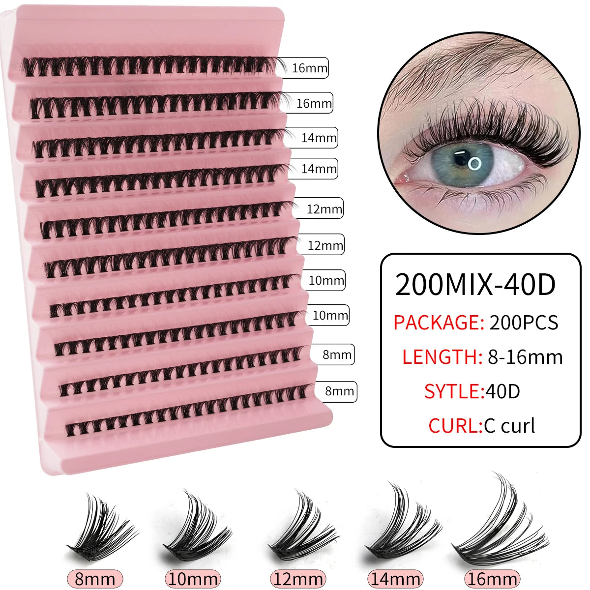 200/300 zväzkovkrá rias, nadýchané objemové minks riasy