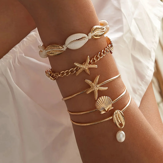 Letný set náramkov s príveskami – hviezdice, mušle a boho šarm