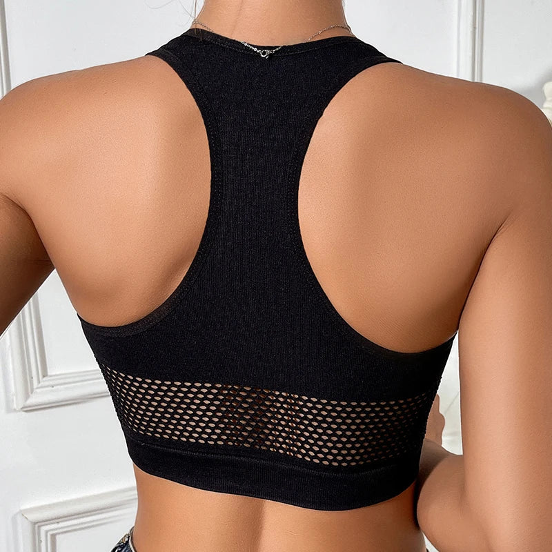 Dámsky sieťovaný crop top bez ramien – sexi a elastický streetwear
