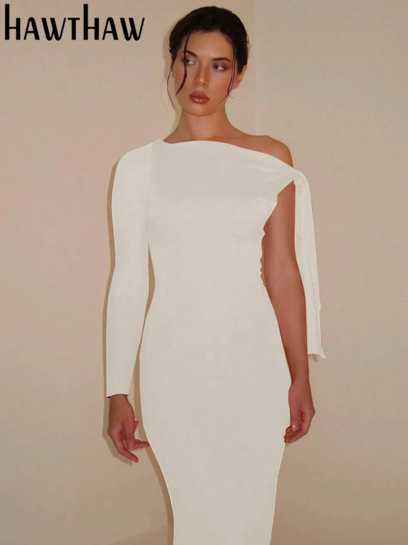 Dámske čierne Bodycon šaty s dlhým rukávom
