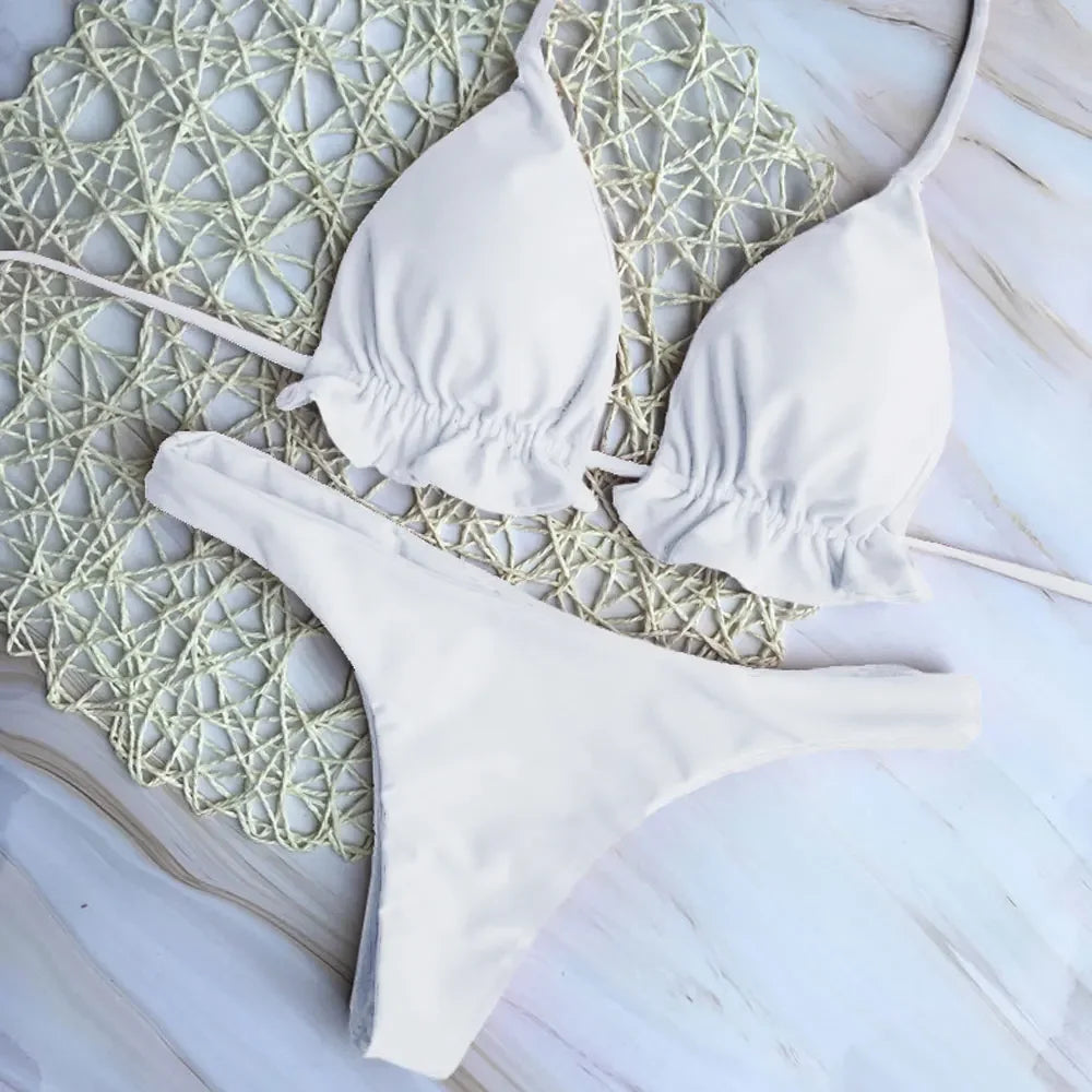 Brazílske bikiny s viazaním – push-up top a tangový spodok