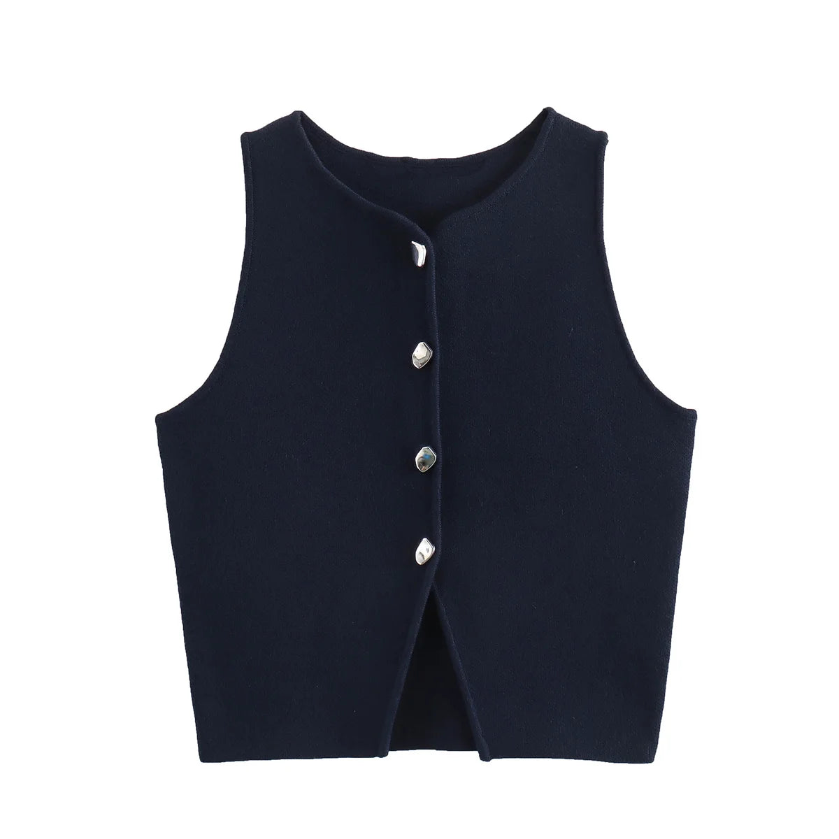 Pletený crop top s gombíkmi – letný basic streetwear