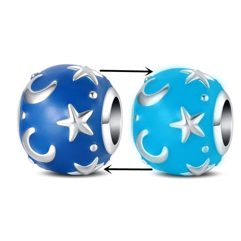 Svietiaci sklenený prívesok S925 – Glow in the Dark charms