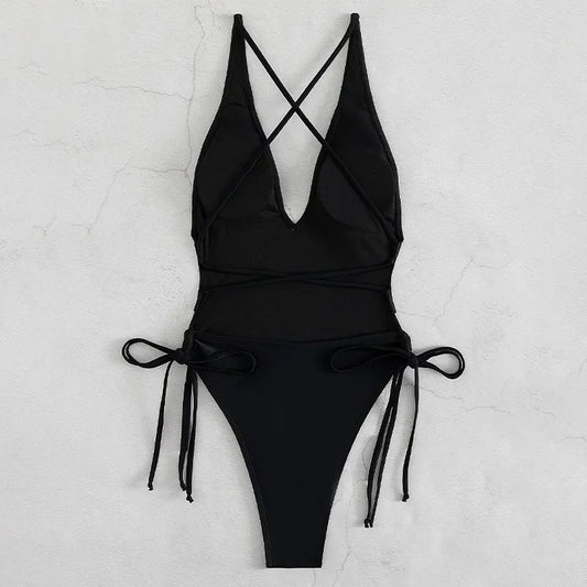 Jednodielne plavky s viazaním a push-up efektom – sexi bodysuit na pláž