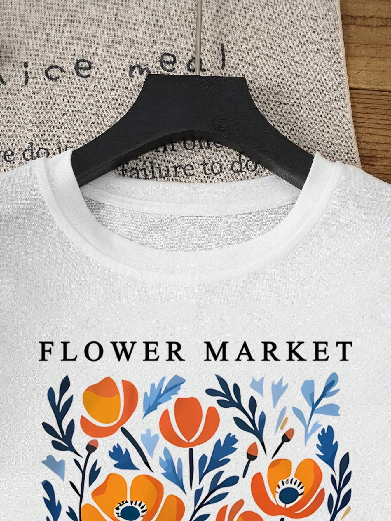 Dámske tričko s potlačou Yellow Flowers Market – kalifornský retro štýl