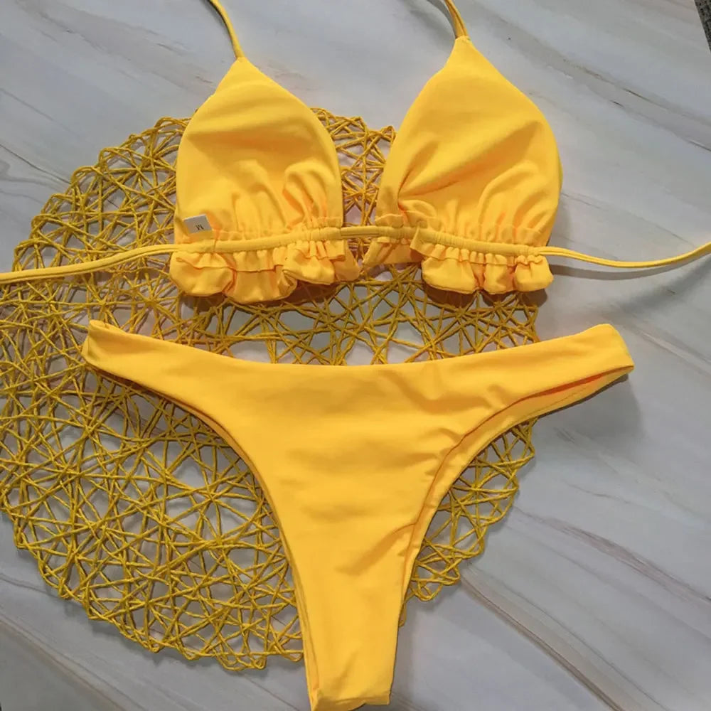 Brazílske bikiny s viazaním – push-up top a tangový spodok
