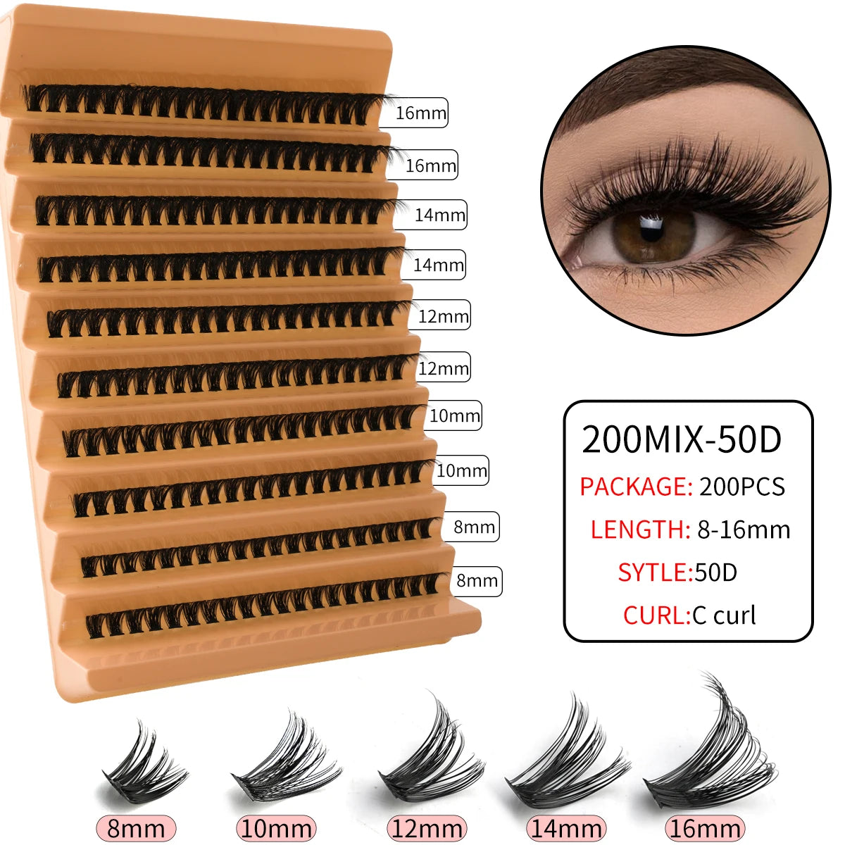 200/300 zväzkovkrá rias, nadýchané objemové minks riasy
