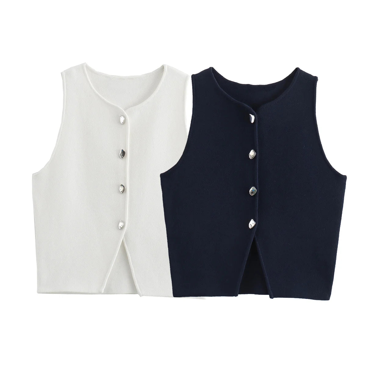 Pletený crop top s gombíkmi – letný basic streetwear